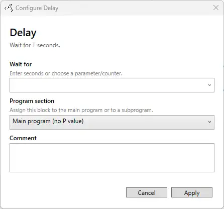 SmartConfig2 configuration window for a 30-second Delay action