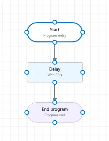 SmartConfig2 visual program containing Start, Delay, and End program actions