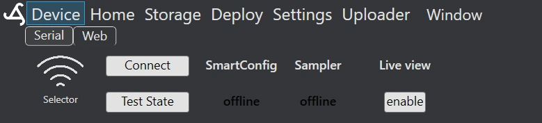 SmartConfig2.0 device menu web connection