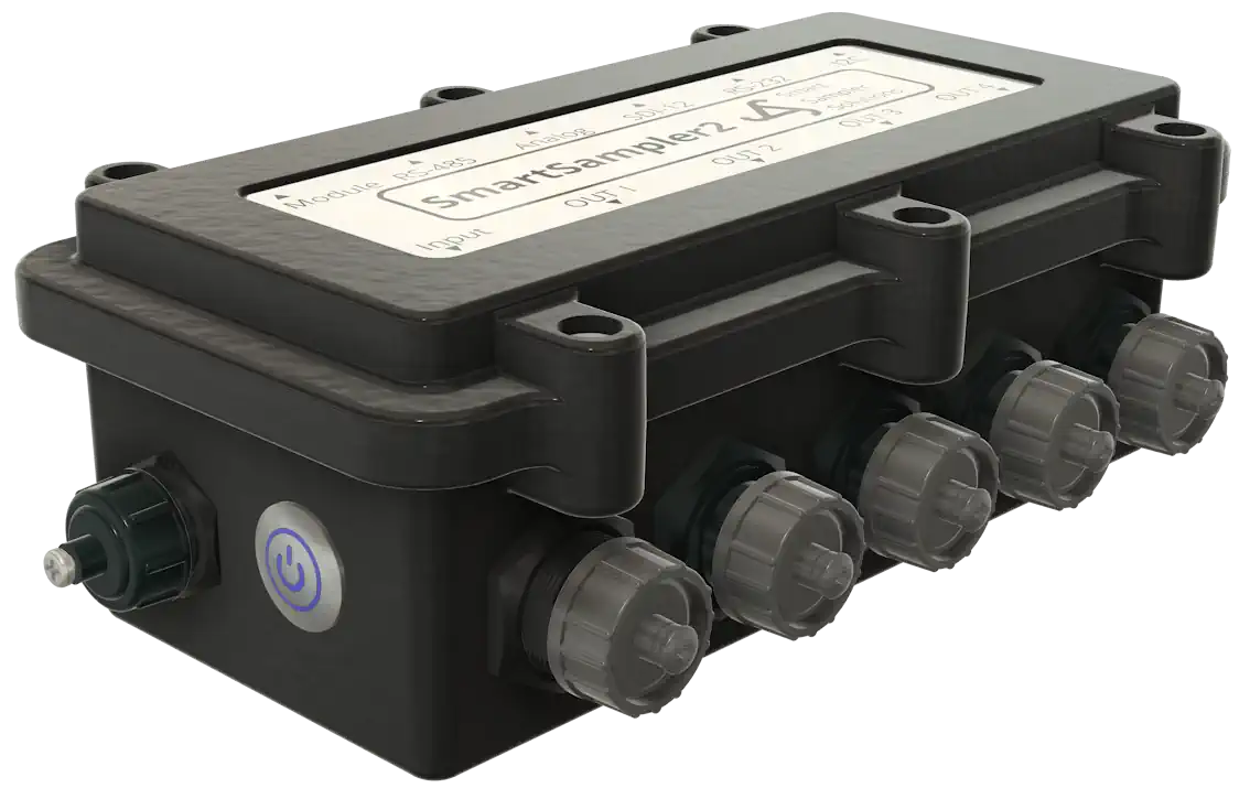 SmartSampler2 exterior showing the power and USB connector side