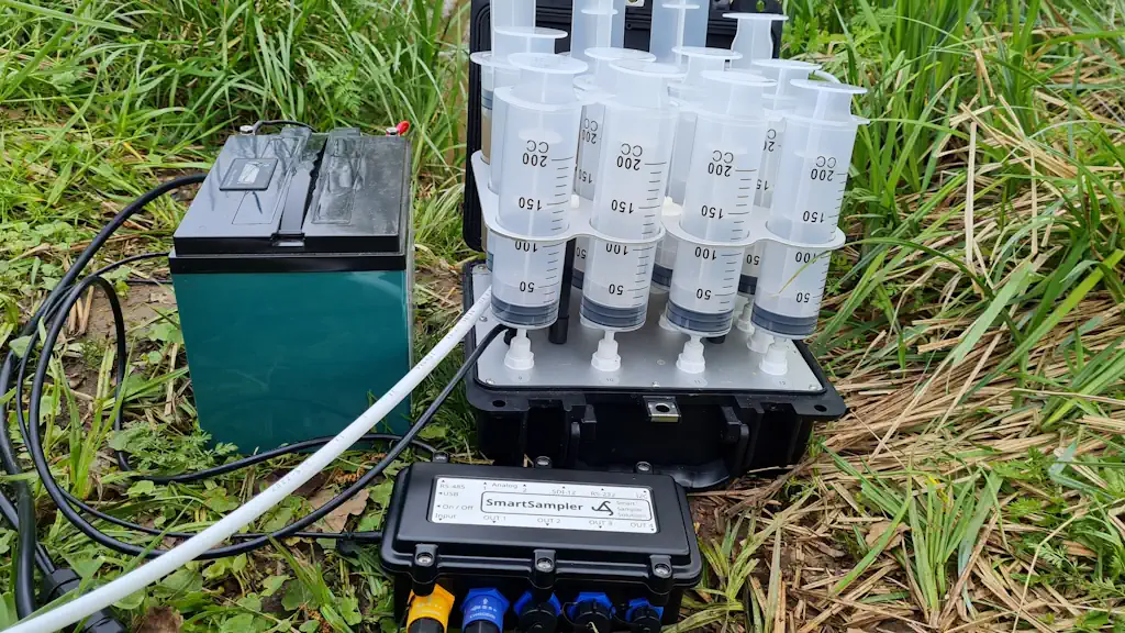 AquaMate automated water sampler connected to SmartSampler2 in the field