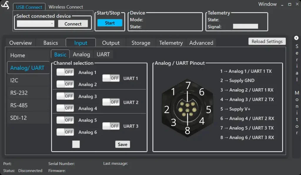 Analog/UART interface