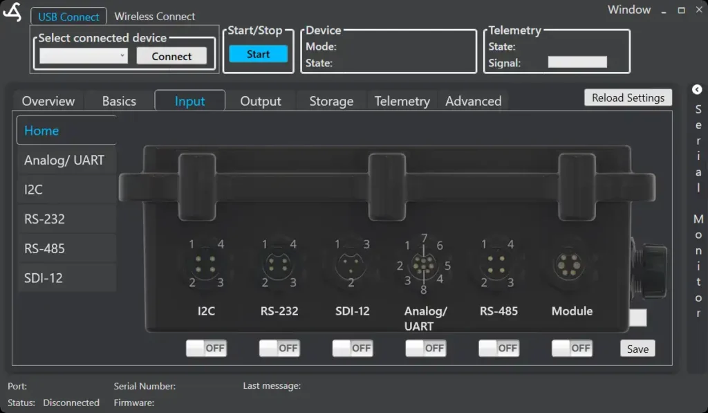 input selection tab
