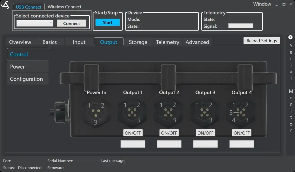 output manual control tab